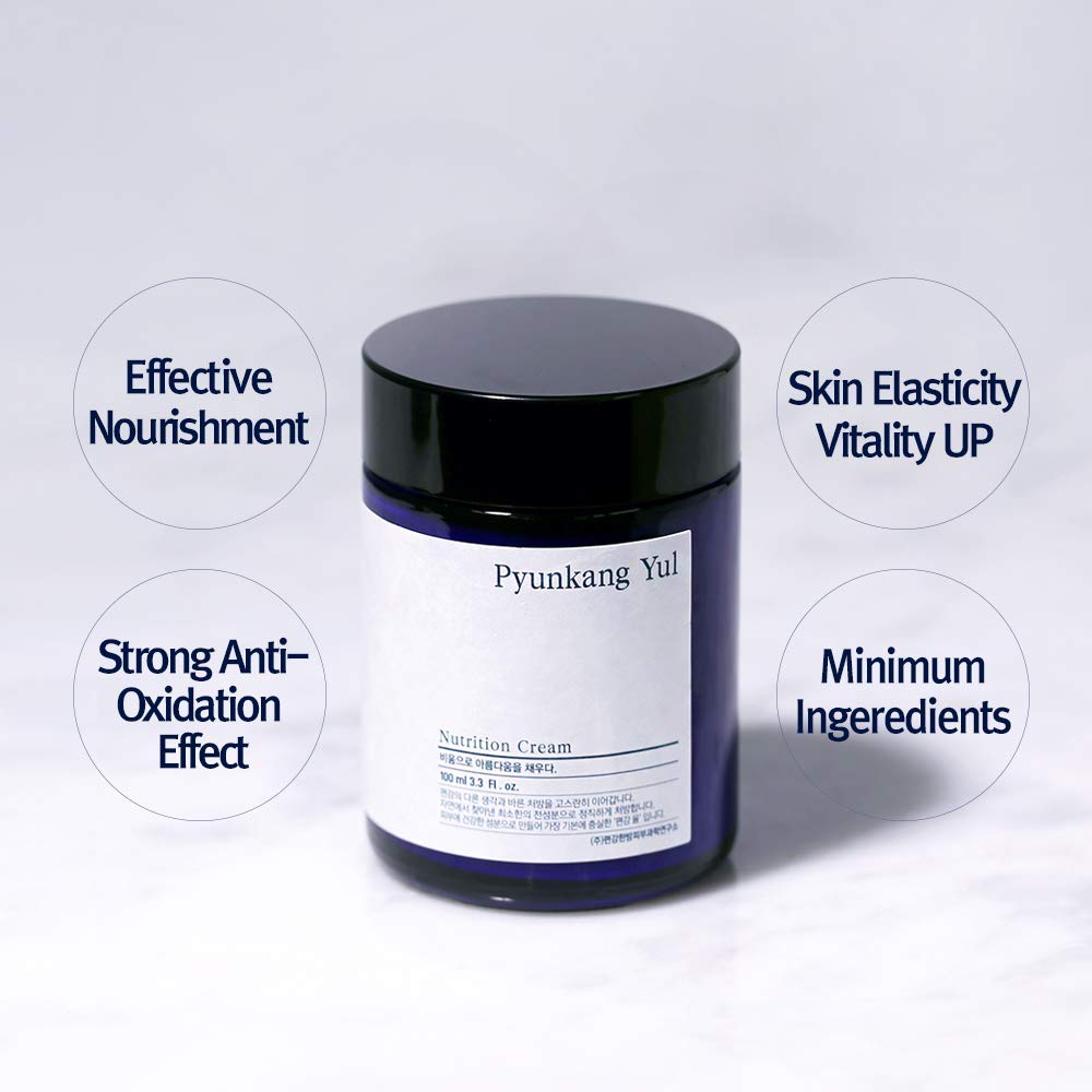 Pyunkang Yul Nutrition Cream texture swirl demonstrates non-greasy moisture.