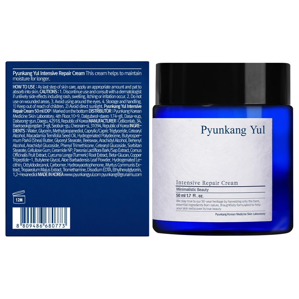 Pyunkang Yul PKY Intensive Repair Cream texture closeup highlights creamy ceramide-rich formula.