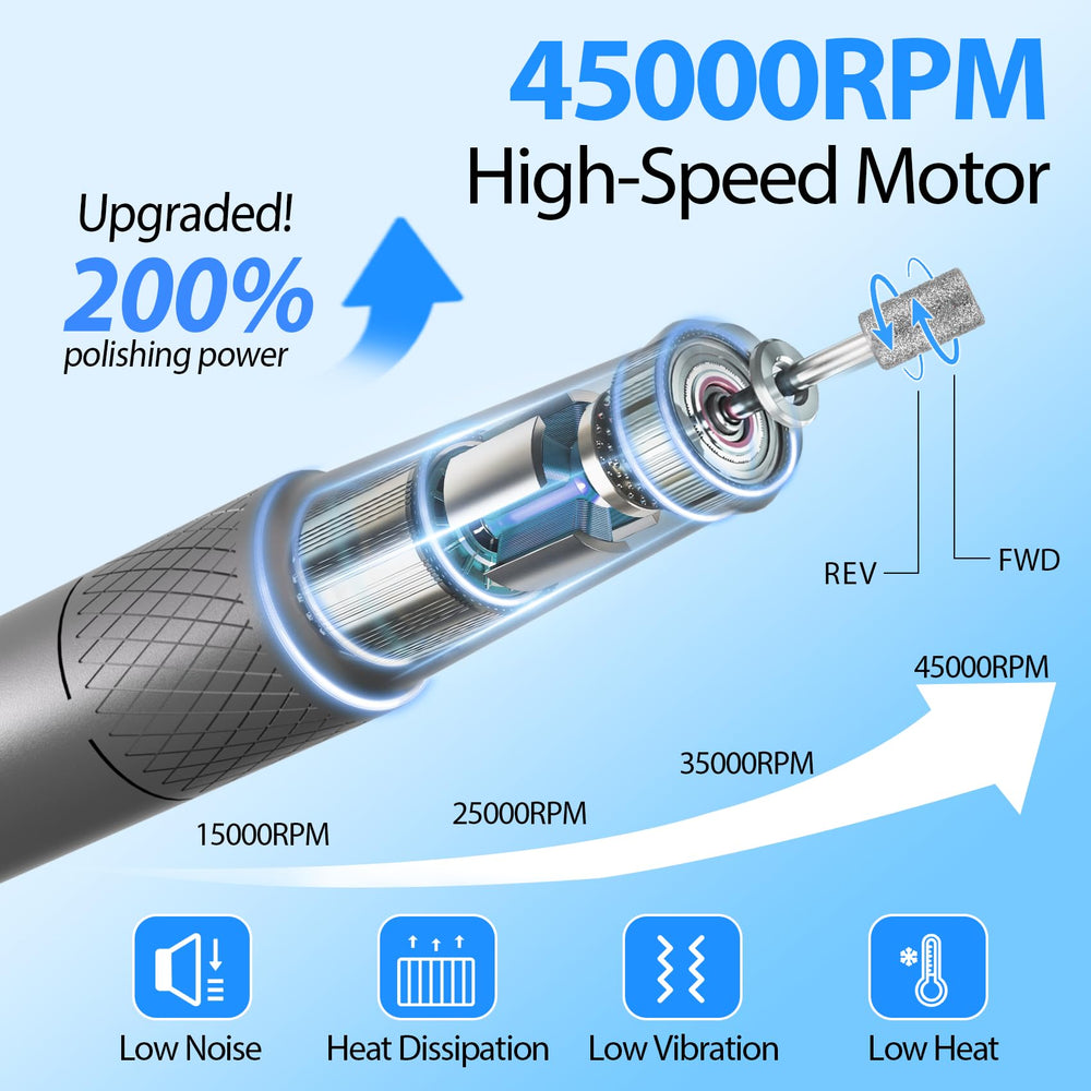 PYVOLA nail drill corded design side view shows reliable power for consistent results.