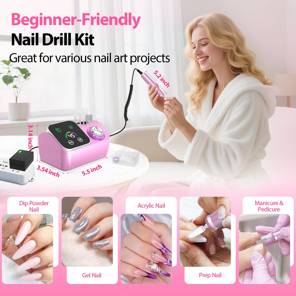 PYVOLA nail drill safety stop feature protects the motor during high-resistance tasks.