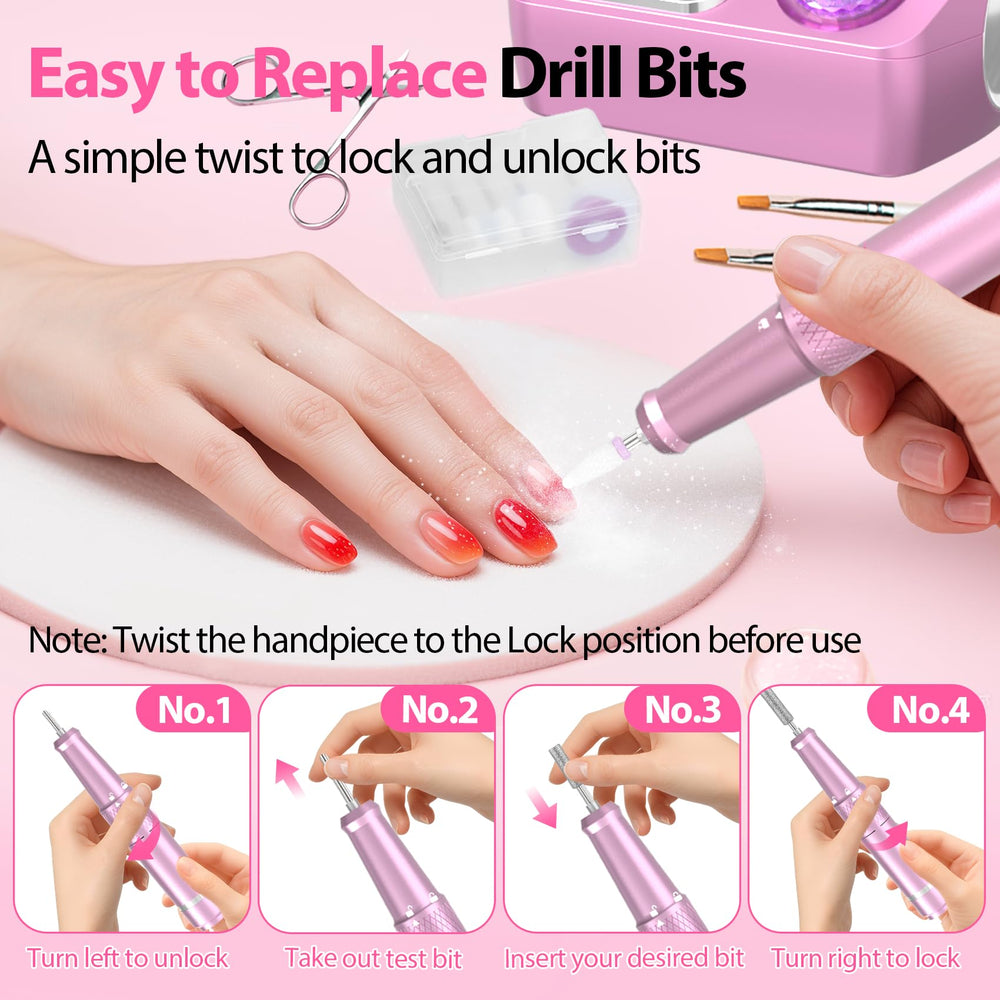 PYVOLA nail drill storage base keeps bits organized for a tidy workspace.