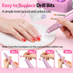 PYVOLA nail drill storage base keeps bits organized for a tidy workspace.