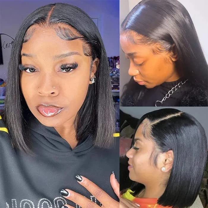 Qangelabeauty bob wig 13x4 side-part view enables versatile styling options.