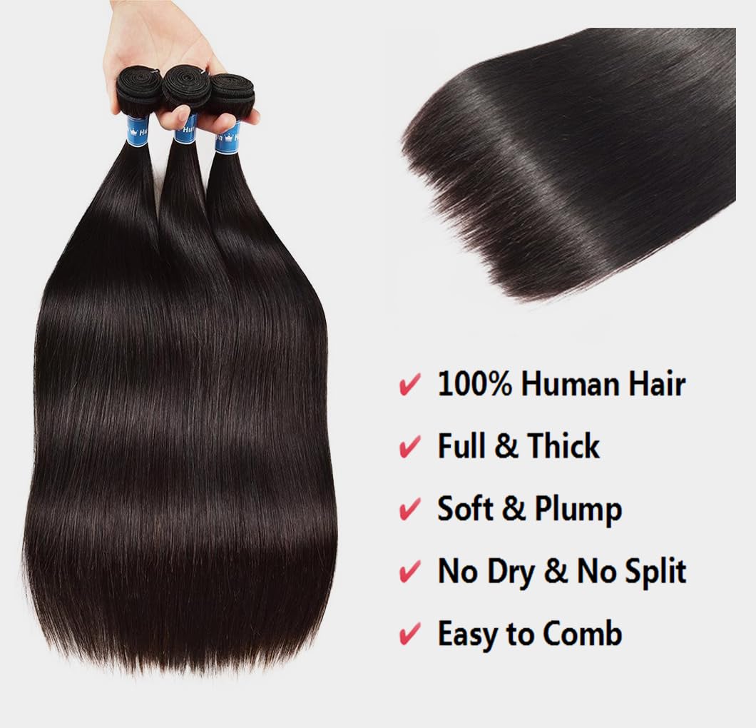 Qanlynny 10A straight bundles 22-inch weft detail highlights double weft strength for fullness.