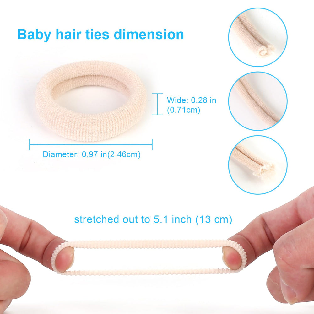 Qarwayoc mini hair ties shown on a ponytail for secure hold.