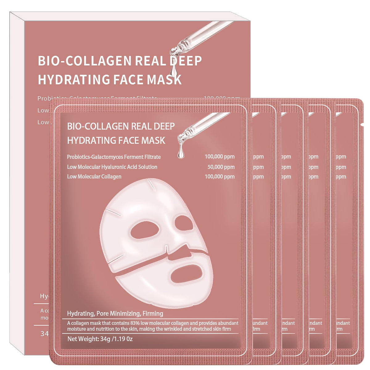Qawnfy bio-collagen face mask pack front view showcasing premium hydration benefits