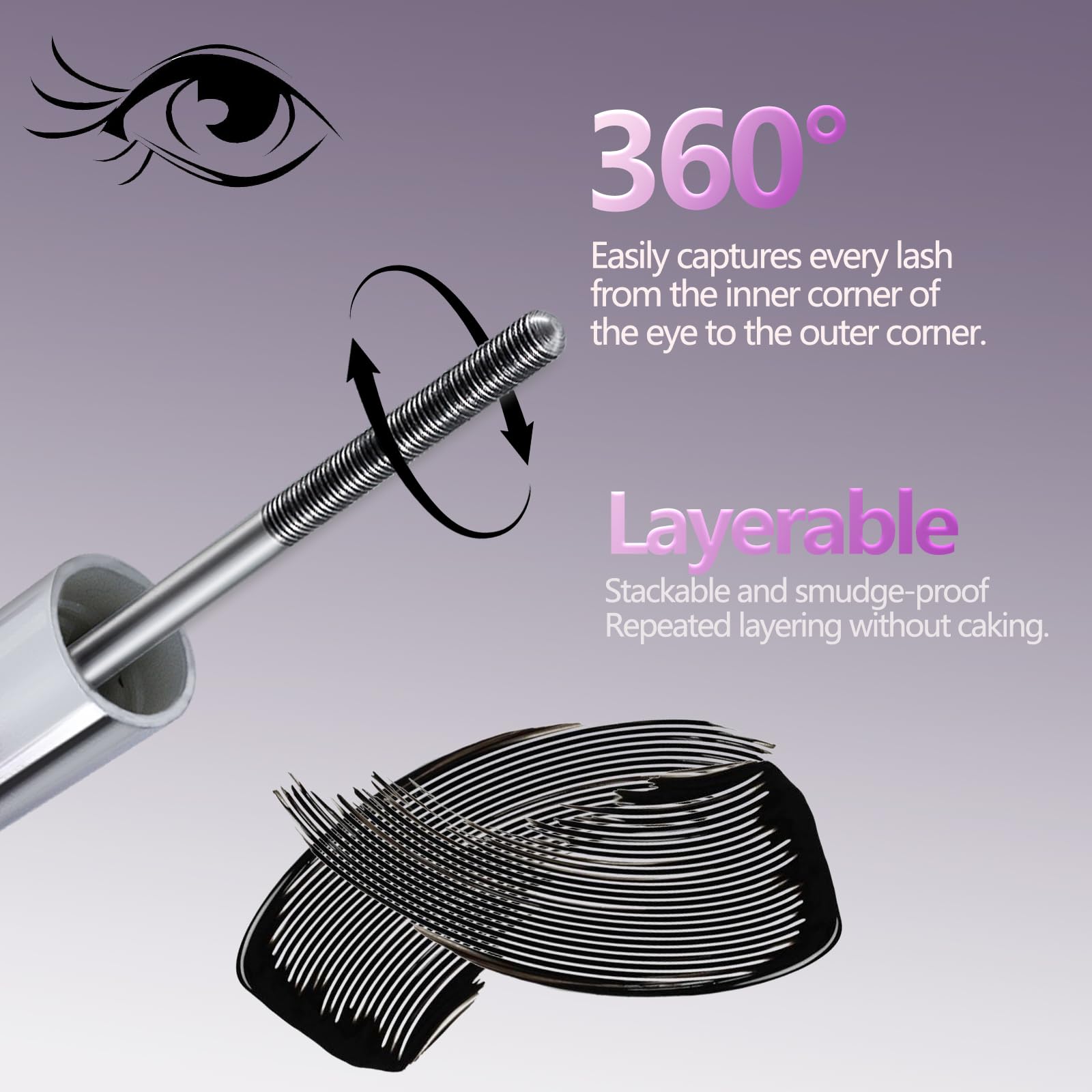 Qawnfy mascara wand in action delivering root lift and curl