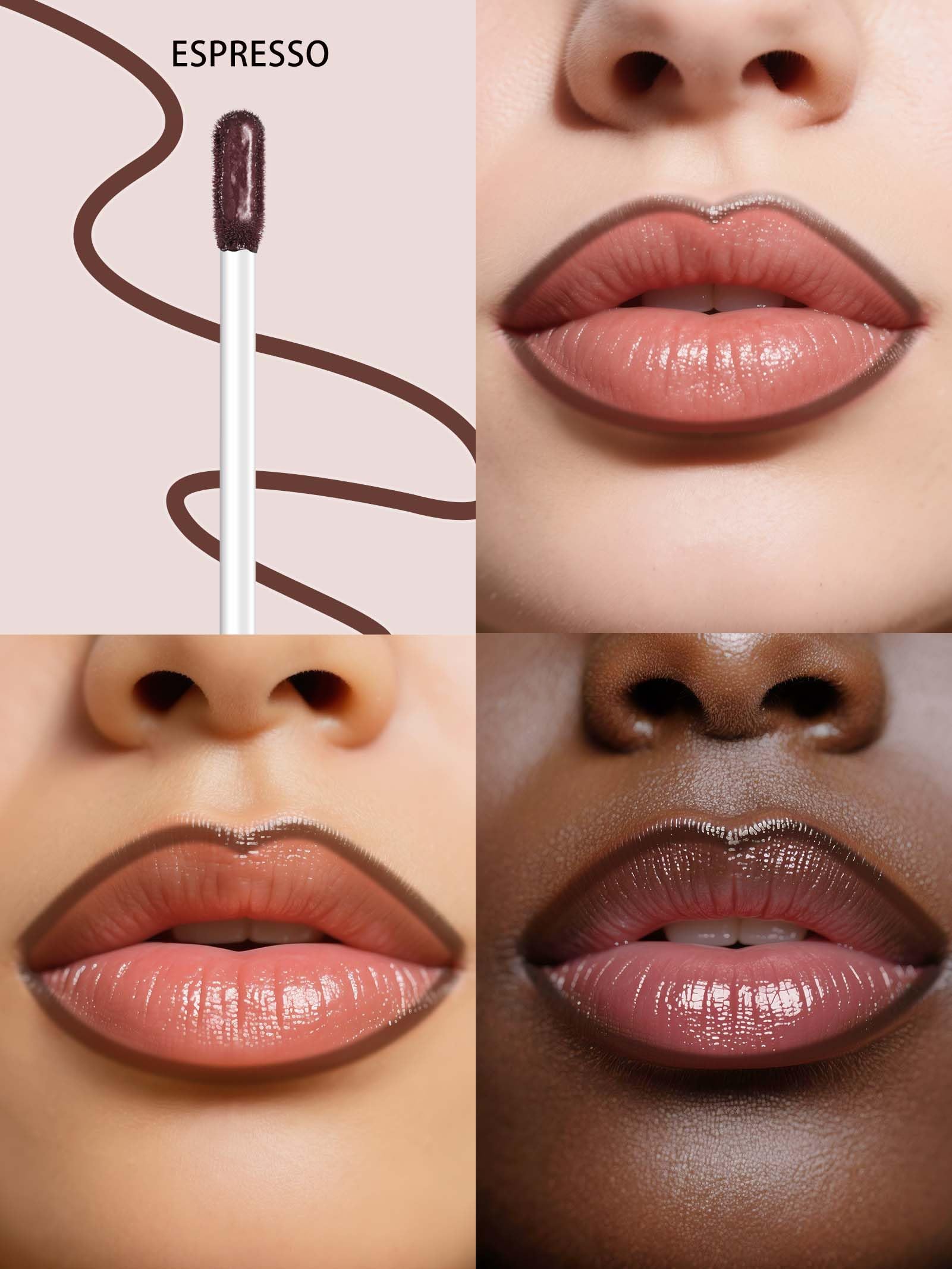 QCMME Lip Stain Espresso application tip demonstrates precise liner for defined lips.