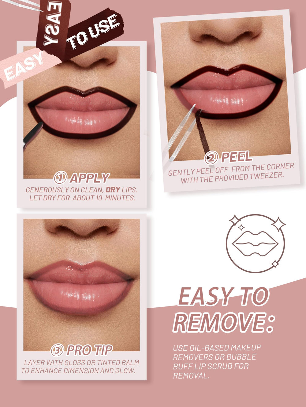 QCMME Lip Stain Espresso waterproof test proves transfer-proof wear.