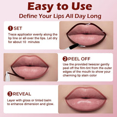QCMME natural-look peeled lip line blends seamlessly with lipstick for subtle charm.