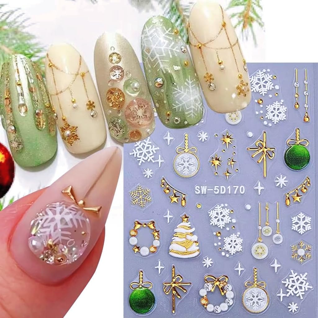Qdsuh Christmas nail stickers Elk-reindeer motif for playful winter nails.