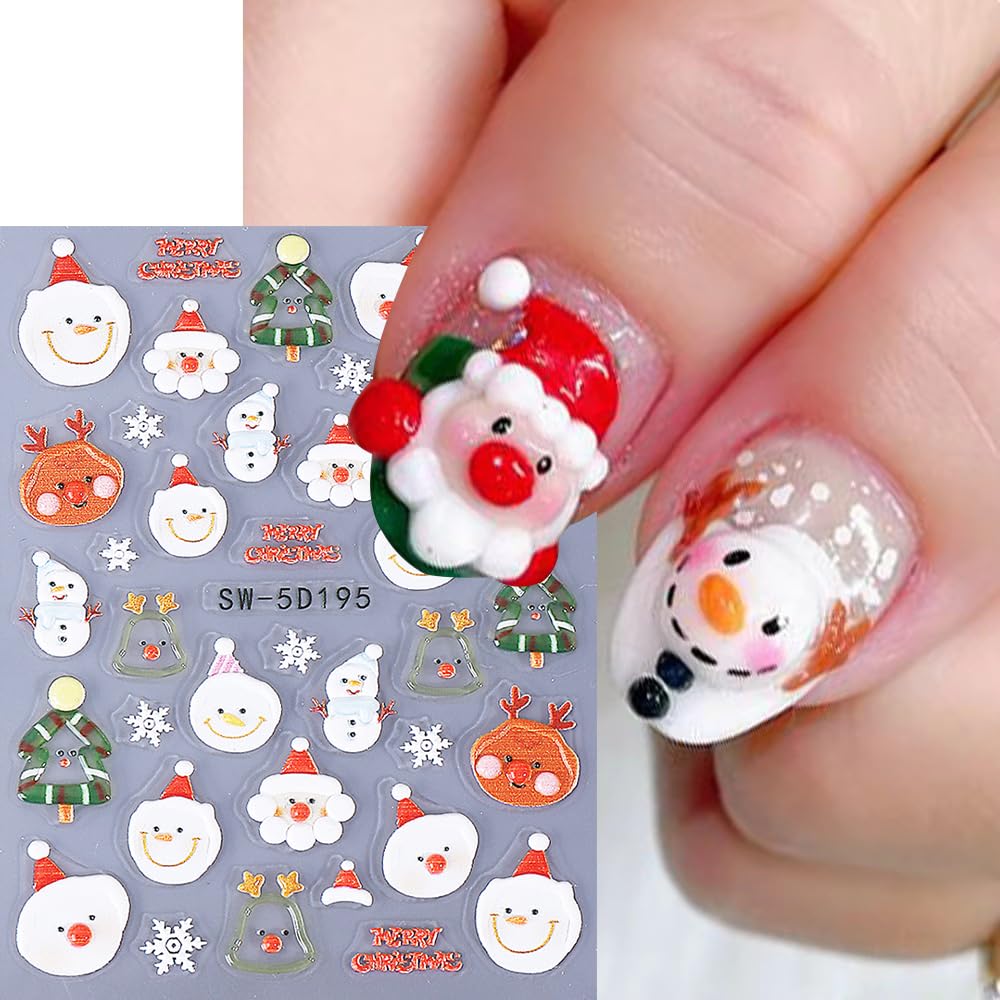 Qdsuh Christmas nail stickers embossed patterns for a tactile, premium holiday manicure.