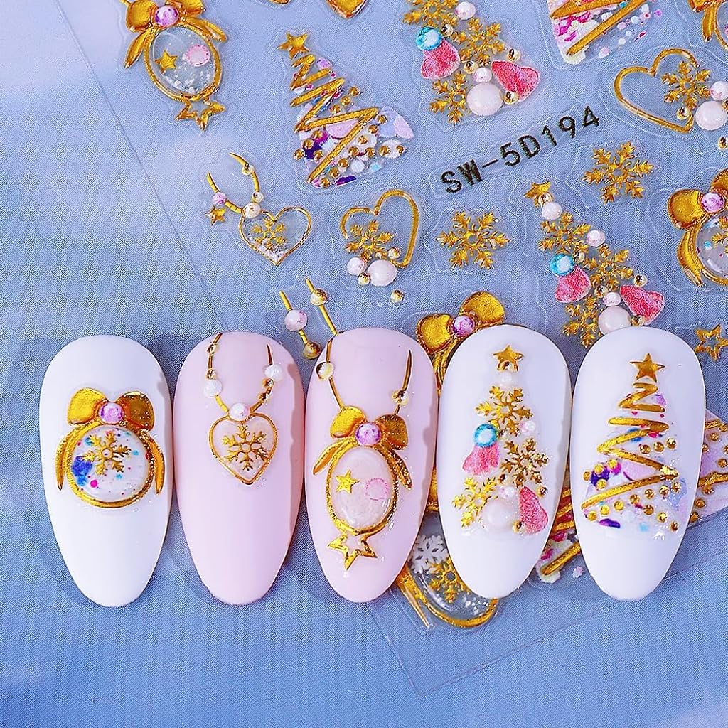Qdsuh Christmas nail stickers Santa-Claus pattern delivers cheerful holiday flair.