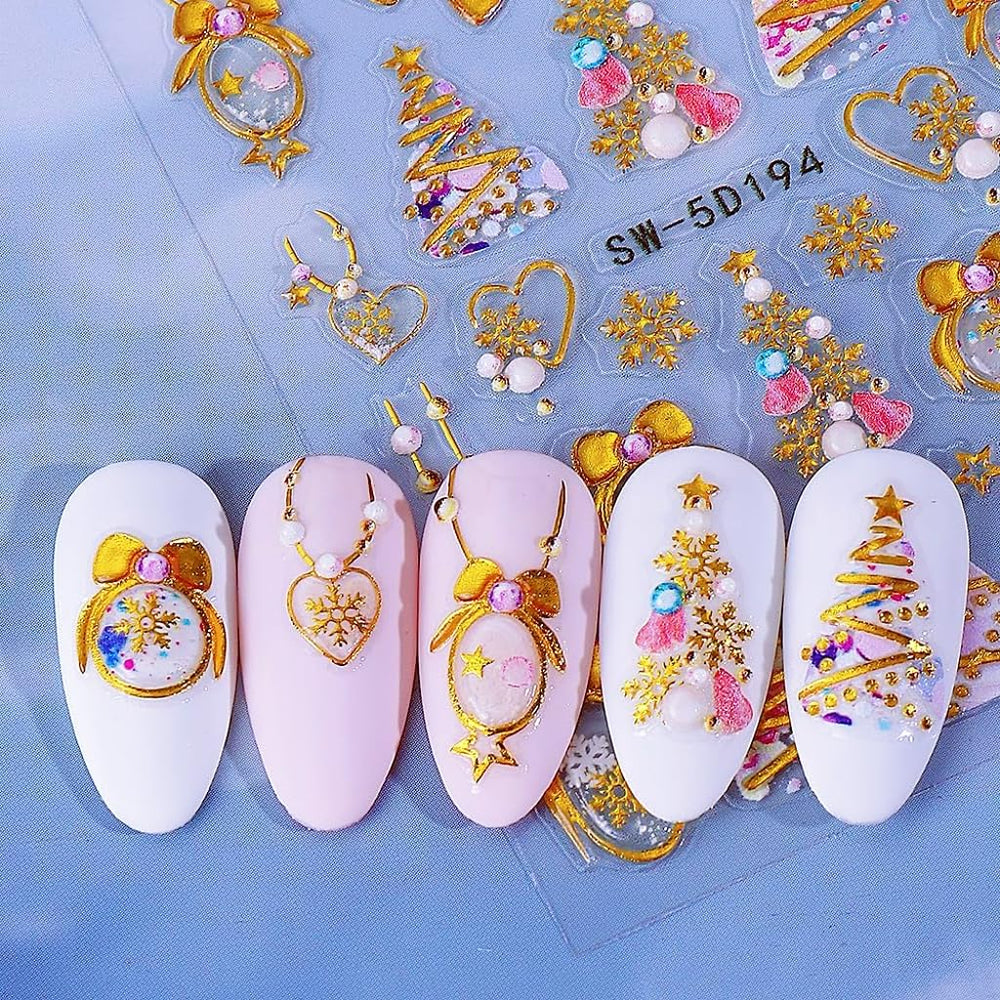 Qdsuh Christmas nail stickers Santa-Claus pattern delivers cheerful holiday flair.