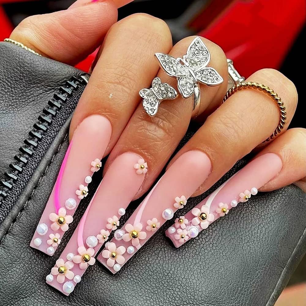 Qdsuh light-change acrylic 3D flowers in six colors for versatile nail accents.