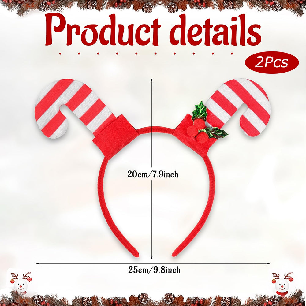 QDTK candy cane headband leaves detail closeup for playful party look.