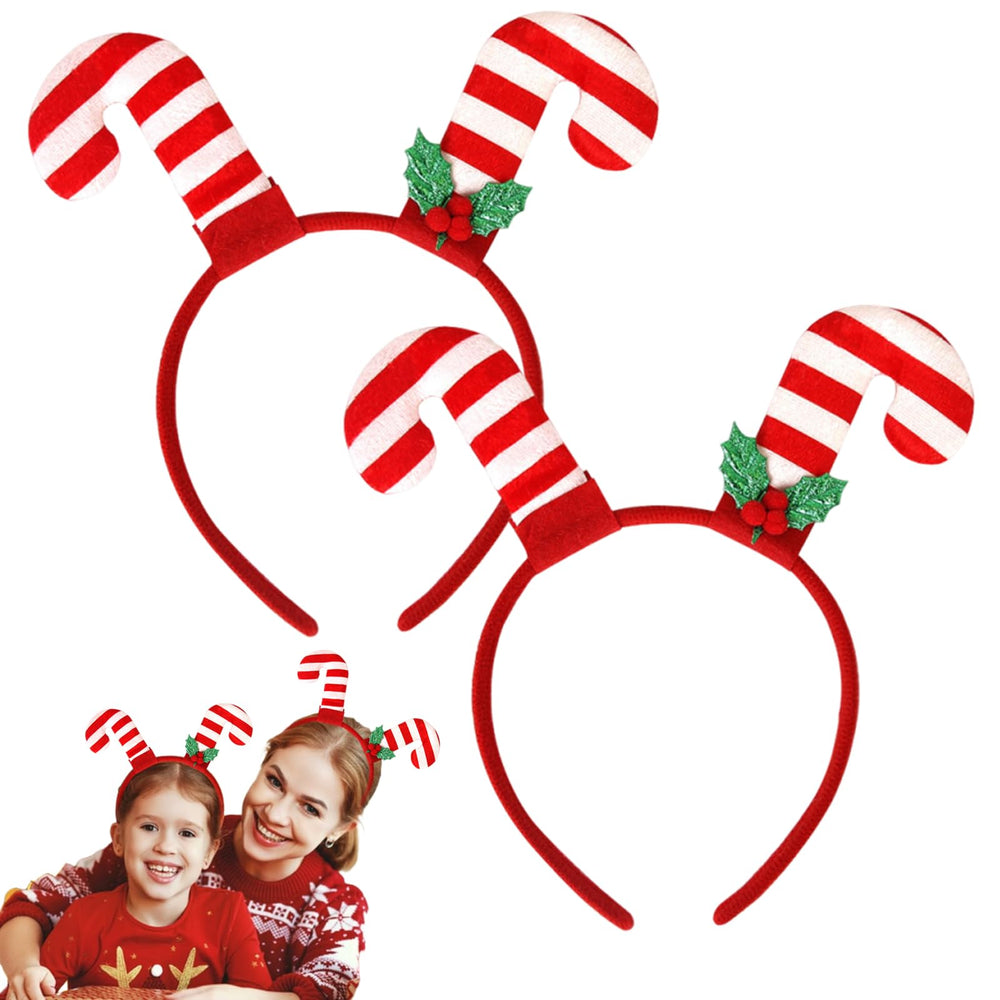 QDTK Christmas candy cane headband red and white closeup adds festive charm to outfits.