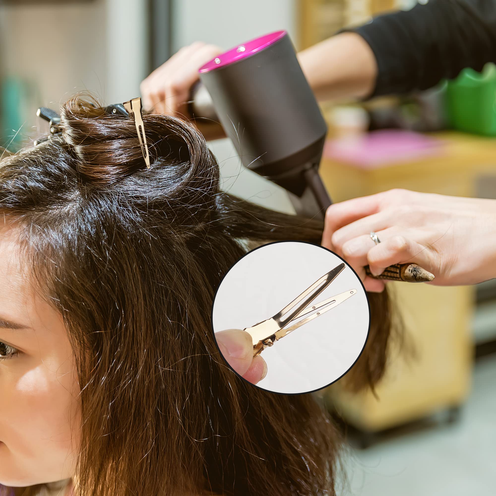 Qearl gold clips ideal for hair dyeing, retwists, and makeup prep