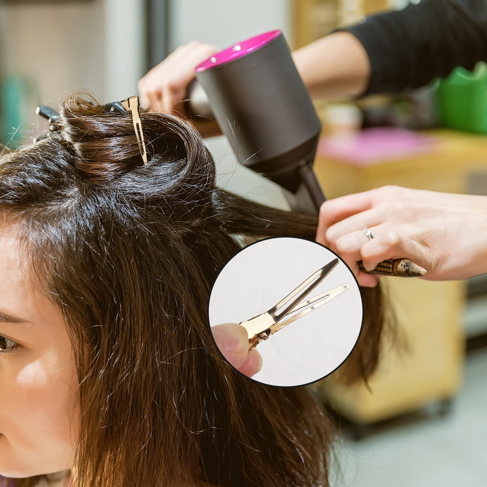 Qearl gold clips ideal for hair dyeing, retwists, and makeup prep