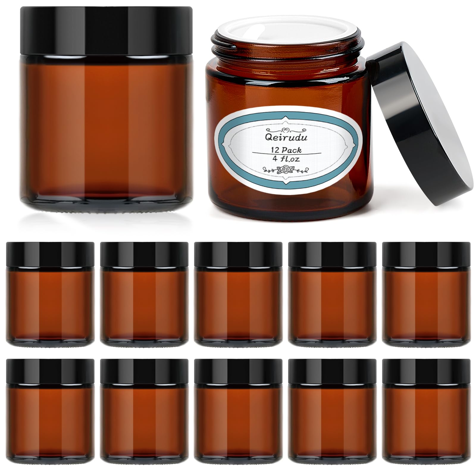 Qeirudu amber glass jar 4oz with UV protection for skincare