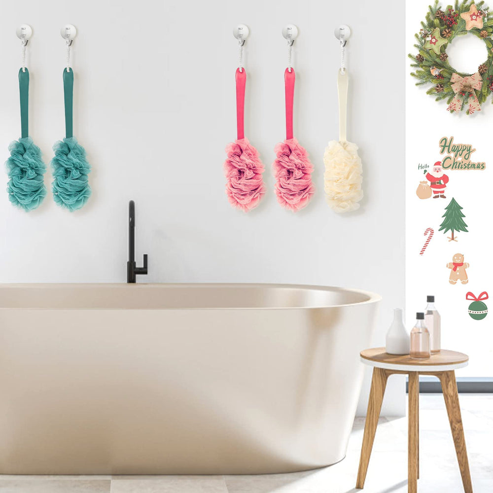 Qewro long-handle scrubber reaching back and body with ease