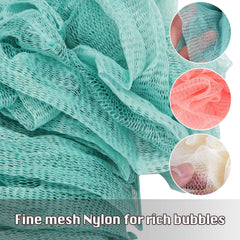 Qewro loofah on a stick blue shower brush for exfoliation and reach