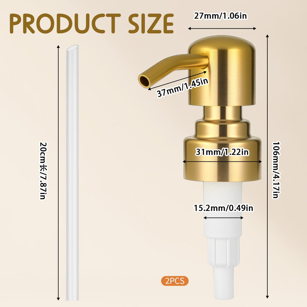 QfwdfcTrenz gold pump head fits standard 28/400 neck size for versatile bottles.