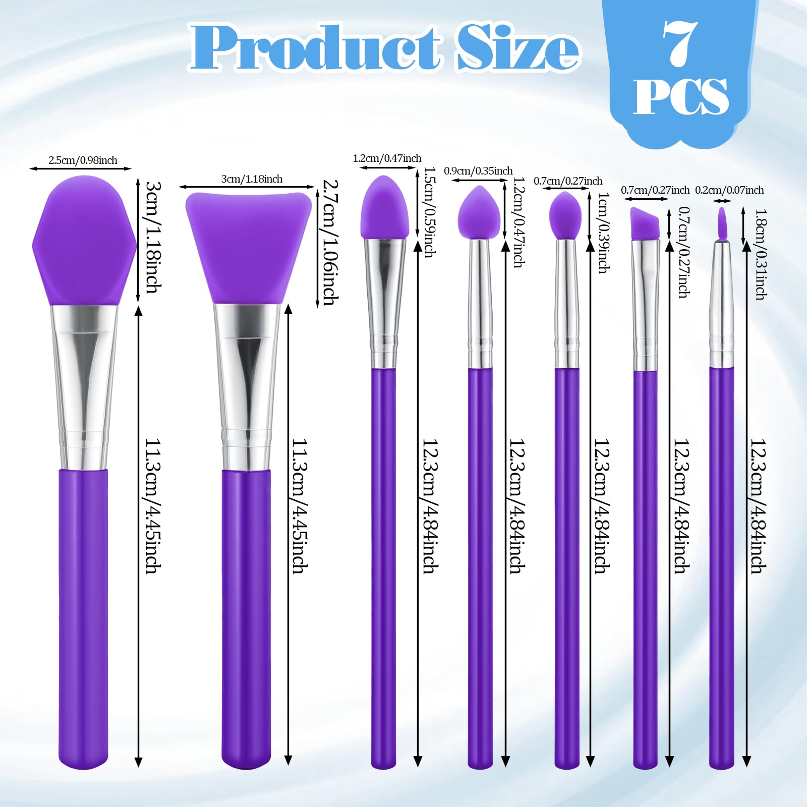 QfwdfcTrenz 7pc-set showcases versatile jelly brushes ideal for creams and masks.