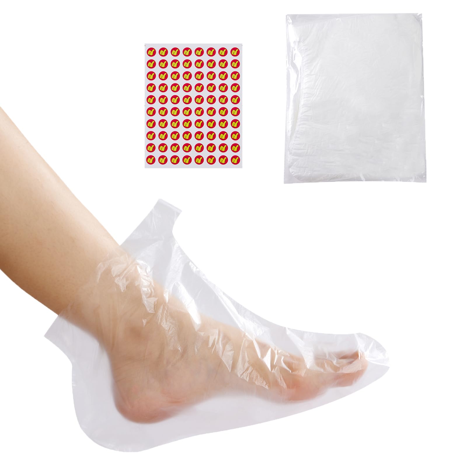 QGEIB plastic foot covers in clear packaging for convenient storage and home moisture care.