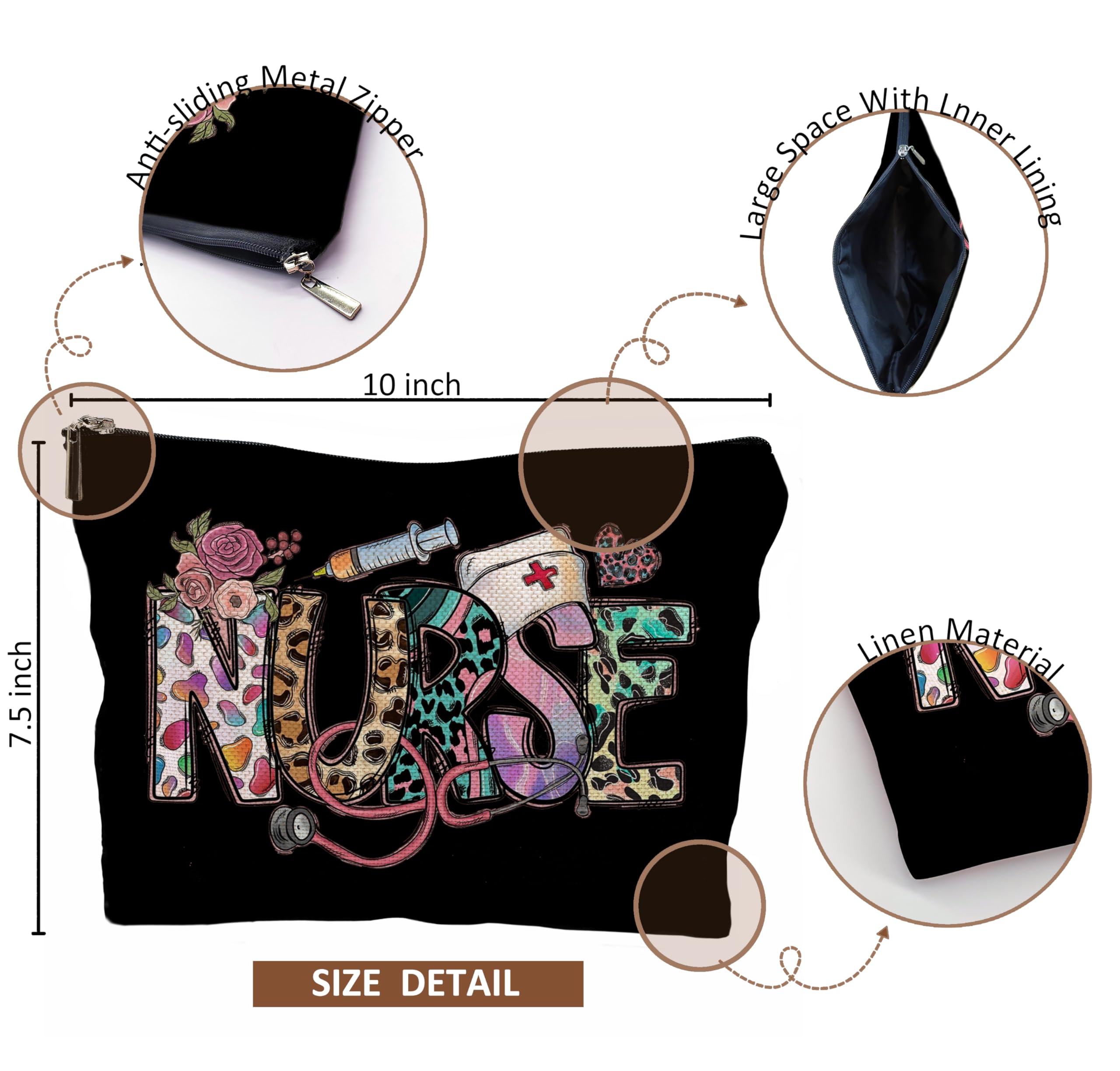 QGFM Makeup Bag with a sturdy handle for easy carrying during commuting or gym.