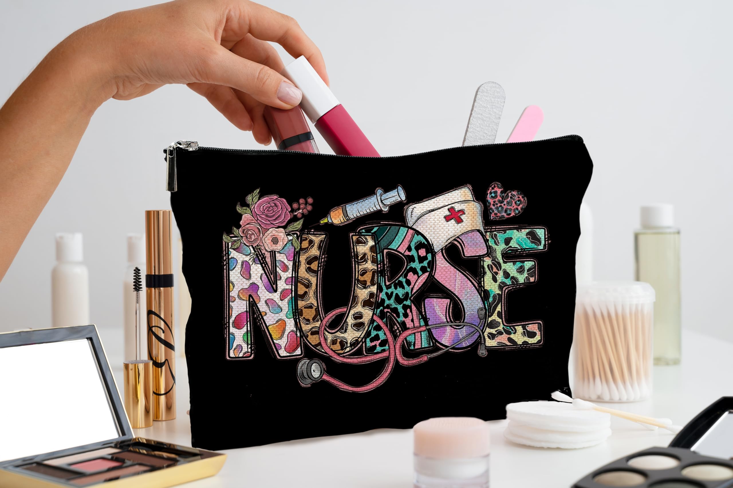 QGFM Nurse Makeup Bag 7.5 x 10 inches for easy packing and travel.