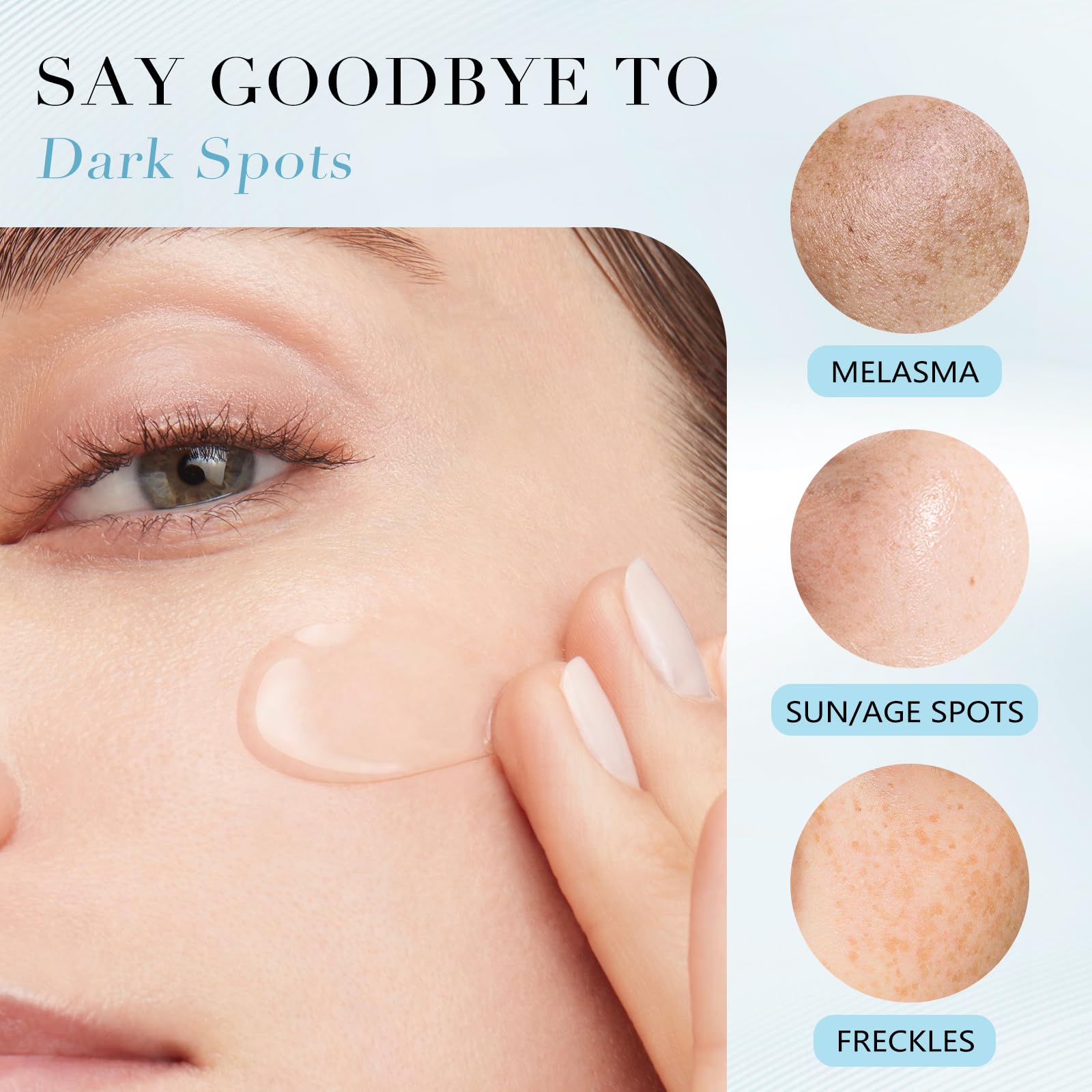 QGGQ day-night routine image shows routine for consistent skin brightening.