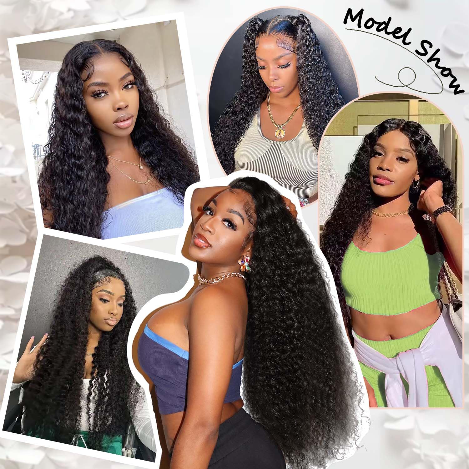 QGVQGV model wearing deep wave bundles for versatile occasions