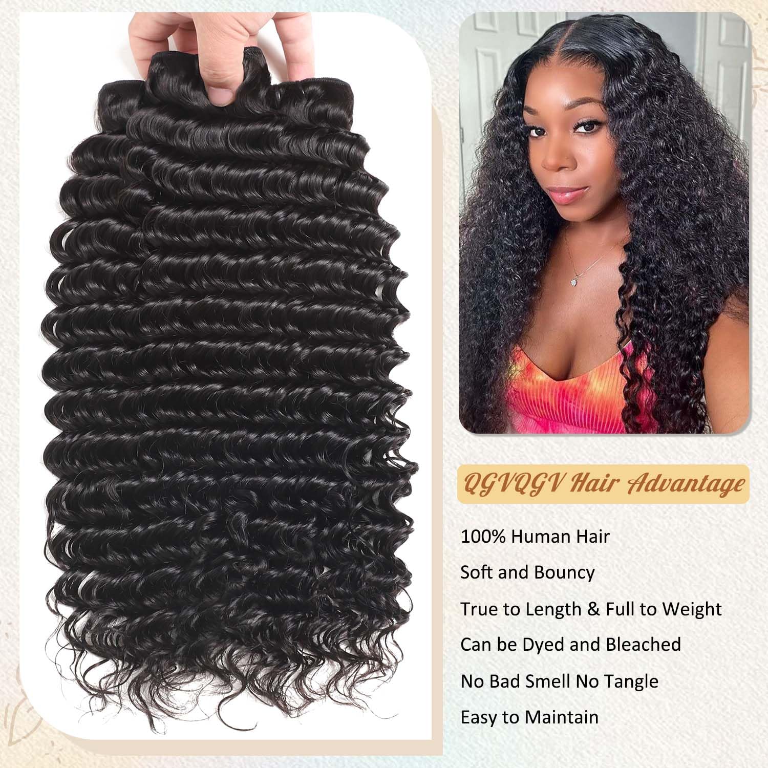 QGVQGV packaging includes wig cap for ready-to-wear styling