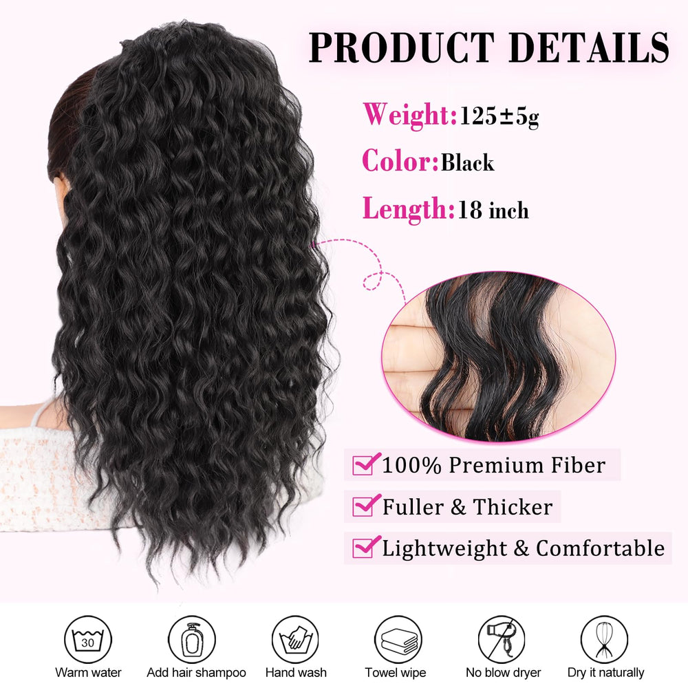 QGZ Ponytail Extension two clips secure fit for active days