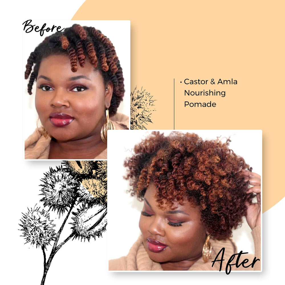 Qhemet Biologics Castor & Amla pomade on loose hair improves manageability
