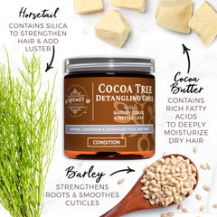 Qhemet Cocoa Tree Detangling Ghee application shows easier wet combing and pliable hair