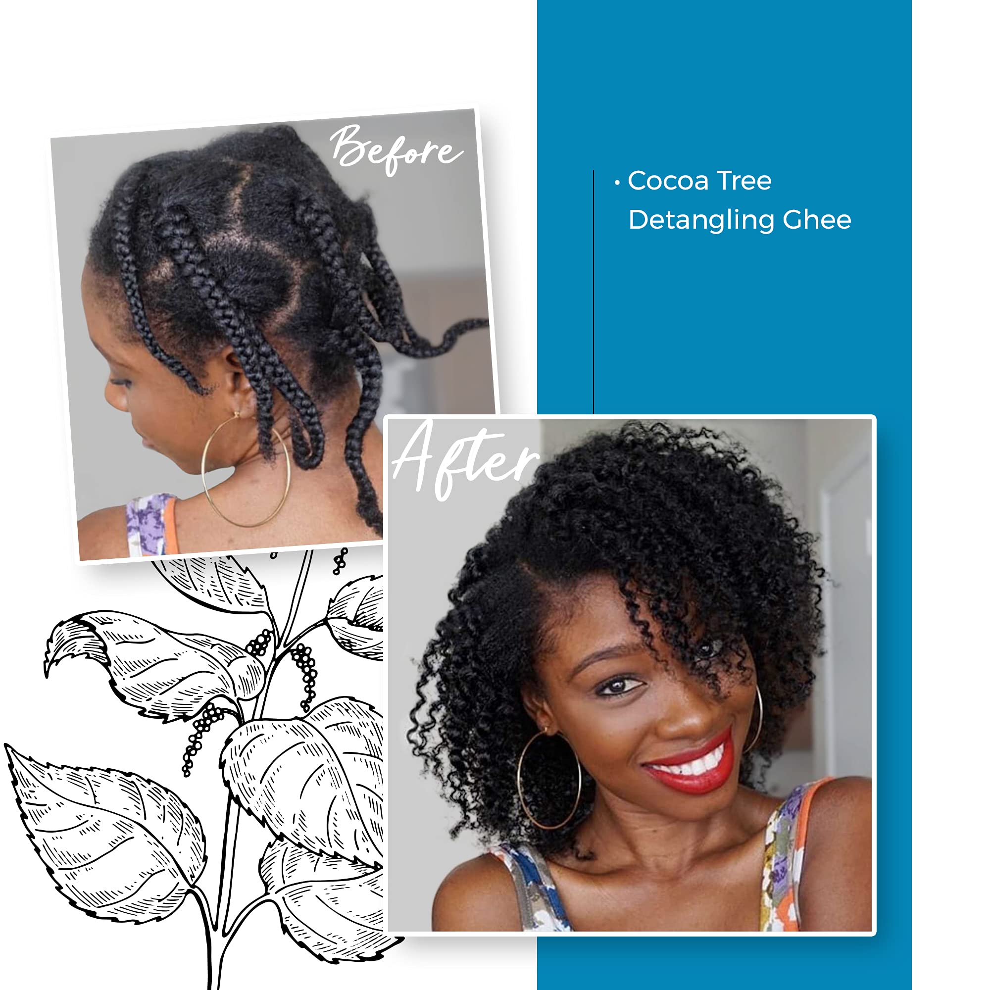 Qhemet Cocoa Tree Detangling Ghee with cocoa butter nourishes dry strands
