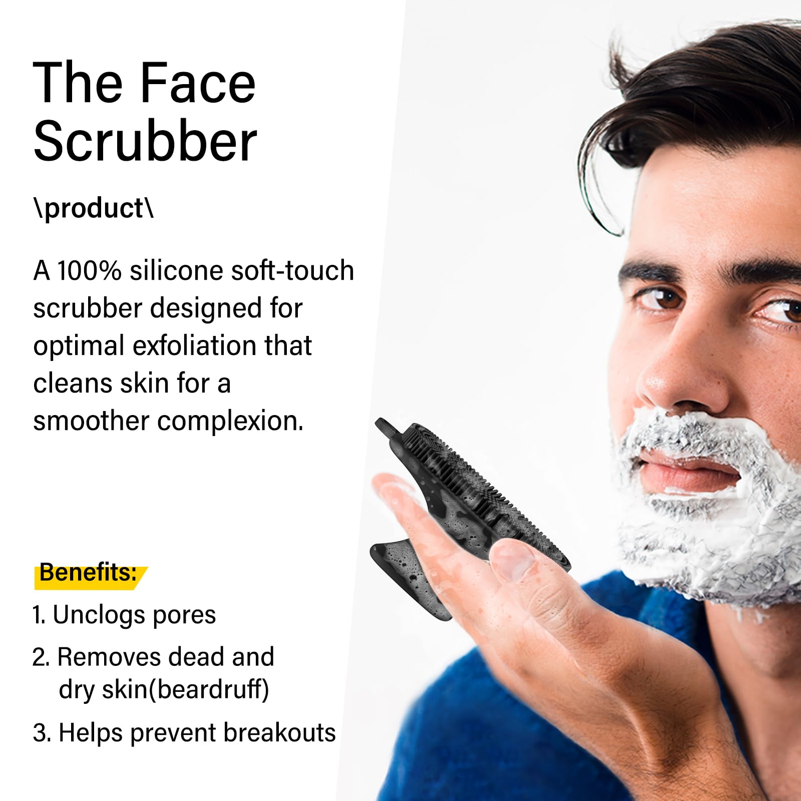 QiaKeoo silicone scrubber with non-slip handle for secure grip during cleansing