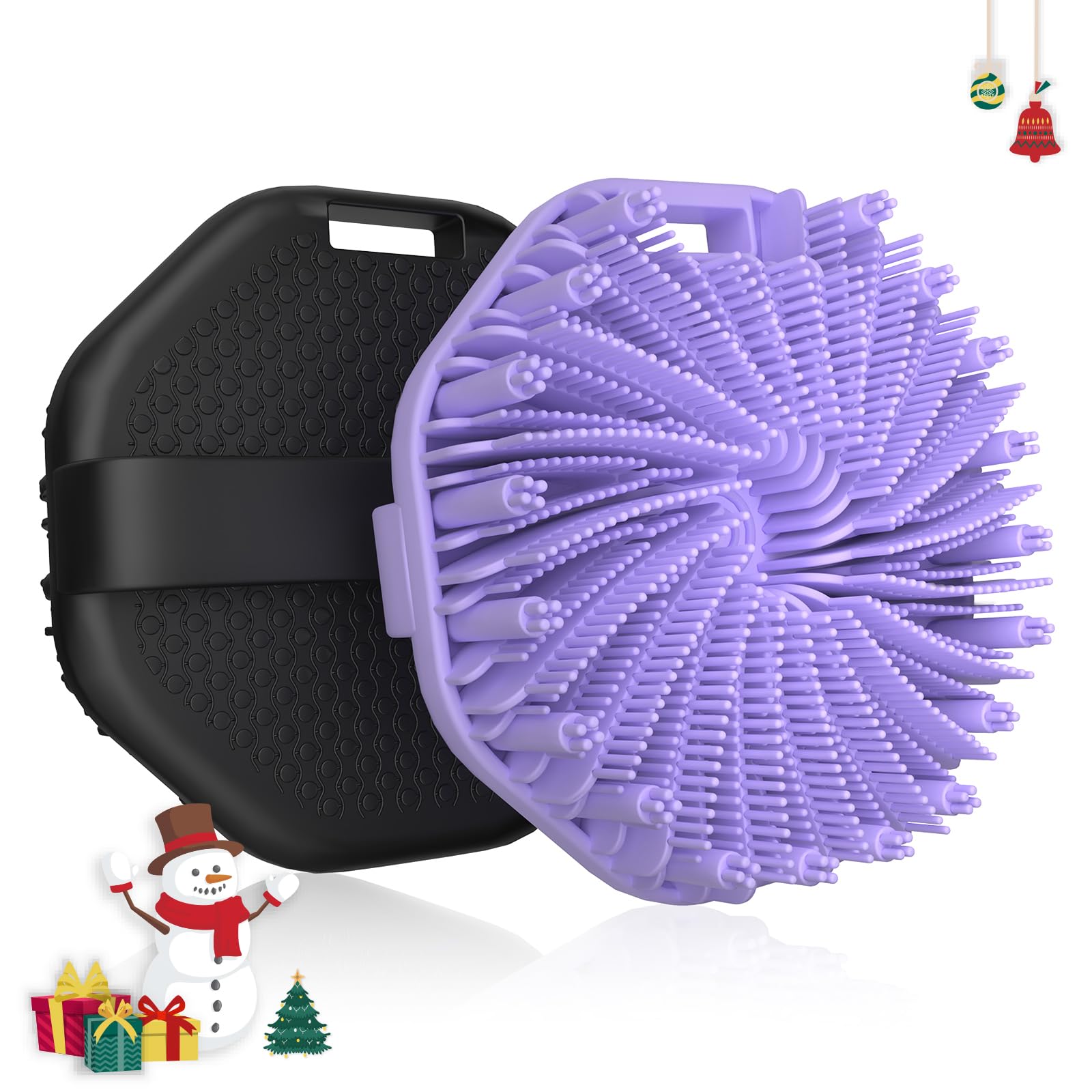 QiaKeoo silicone body scrubber 2-count packaging for travel-ready exfoliation.