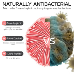 QiaKeoo silicone body scrubber pink bristles, soft exfoliation and effective cleansing.