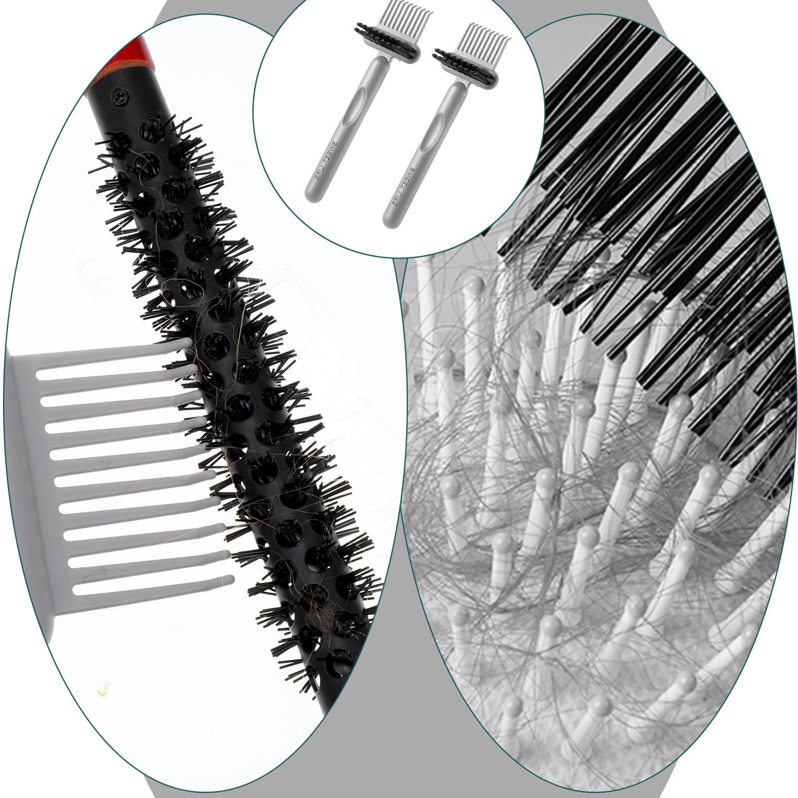Qianyu 2-in-1 cleaner bristles close-up remove grease between fibers.