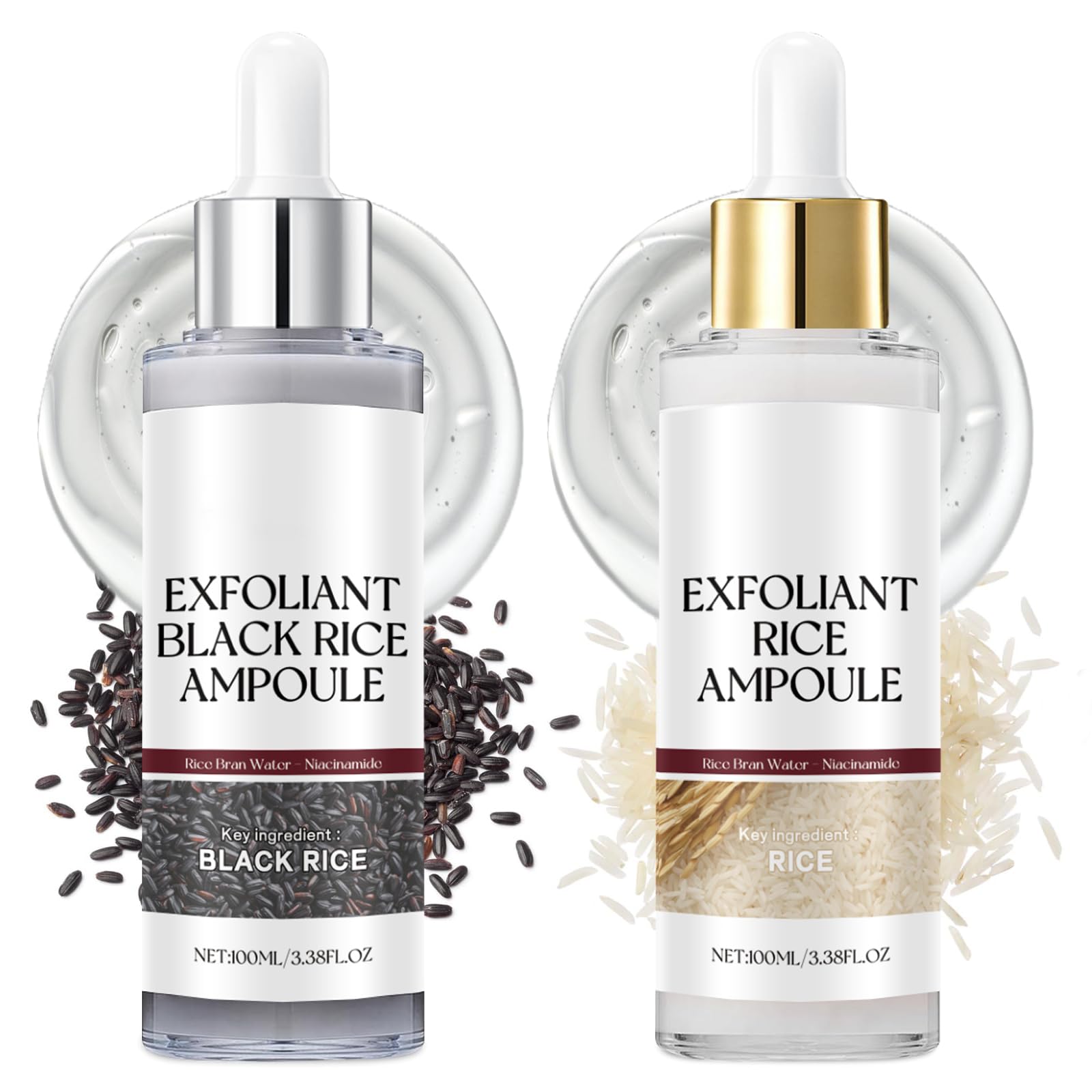 QIAOREYIFAG Peel Shot Glow Rice Ampoule white bottle for gentle exfoliation.