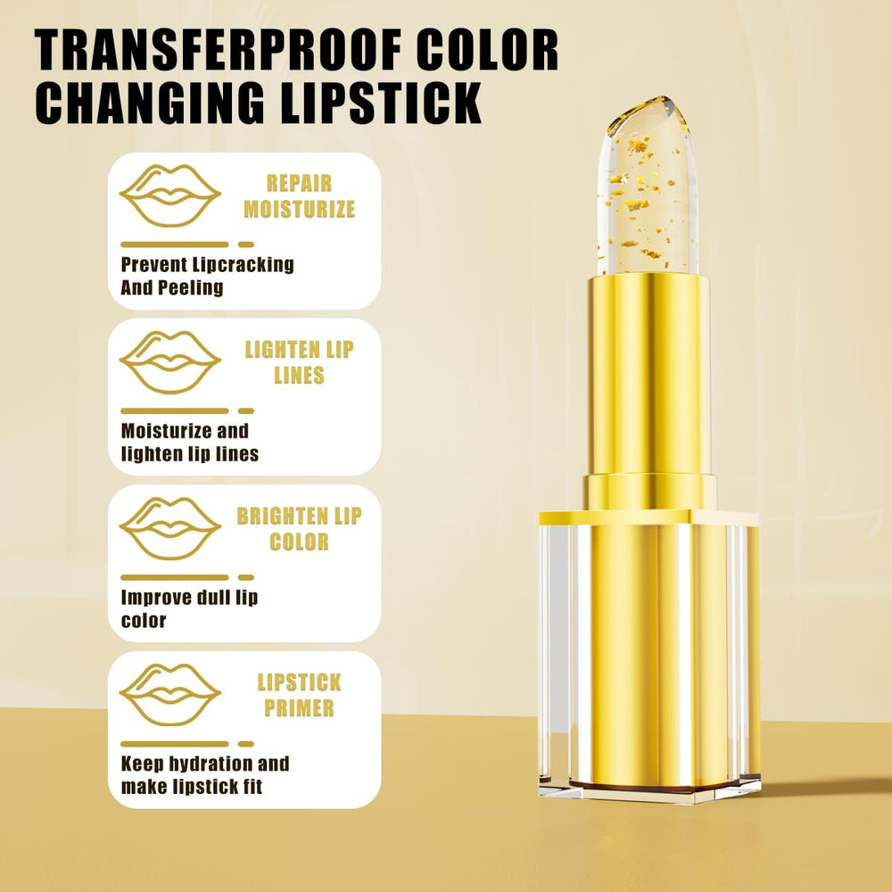 QIC color-changing lipstick application closeup shows shade adapting to your pH for personalization.