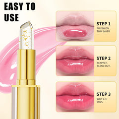 QIC long-lasting nonsticky lipstick swatch demonstrates comfortable, smooth color application.