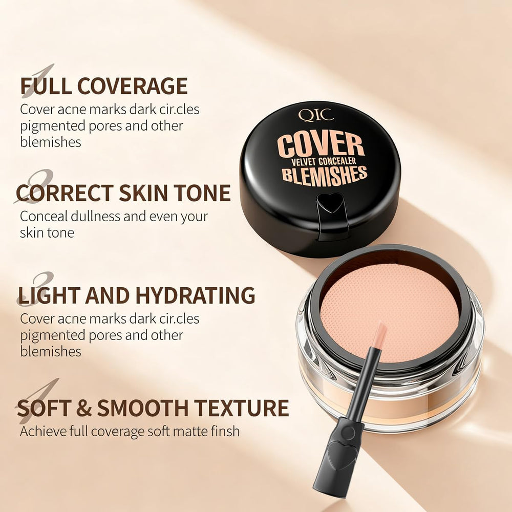 QIC Pot Concealer brush application for easy blending and natural coverage.