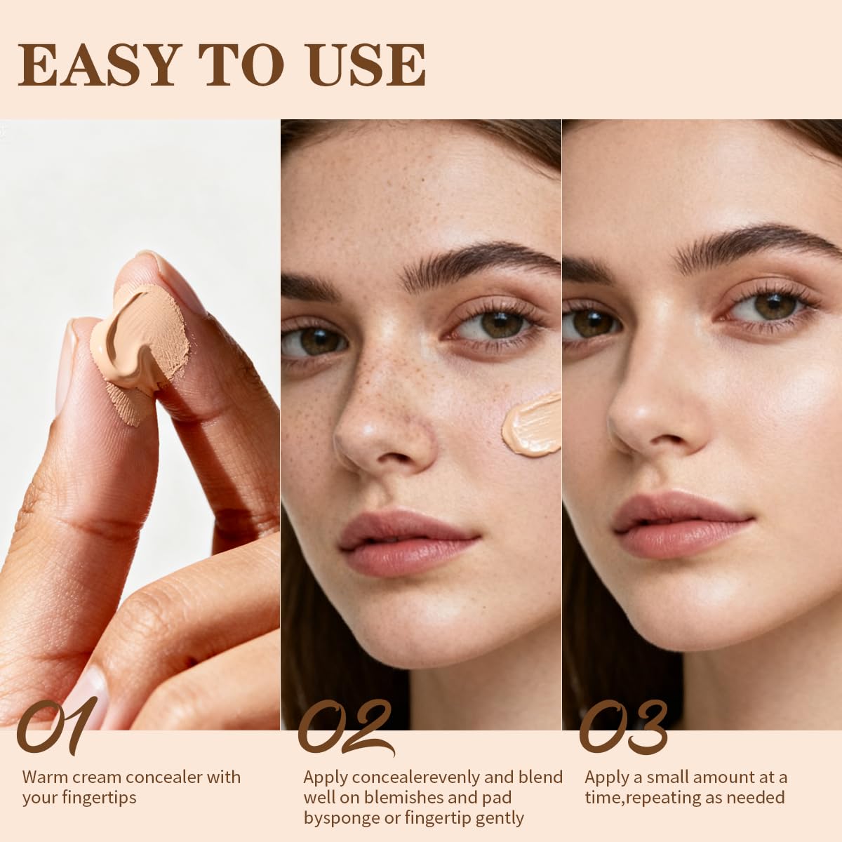 QIC Pot Concealer natural-skin-tone swatch demonstrates seamless finish.