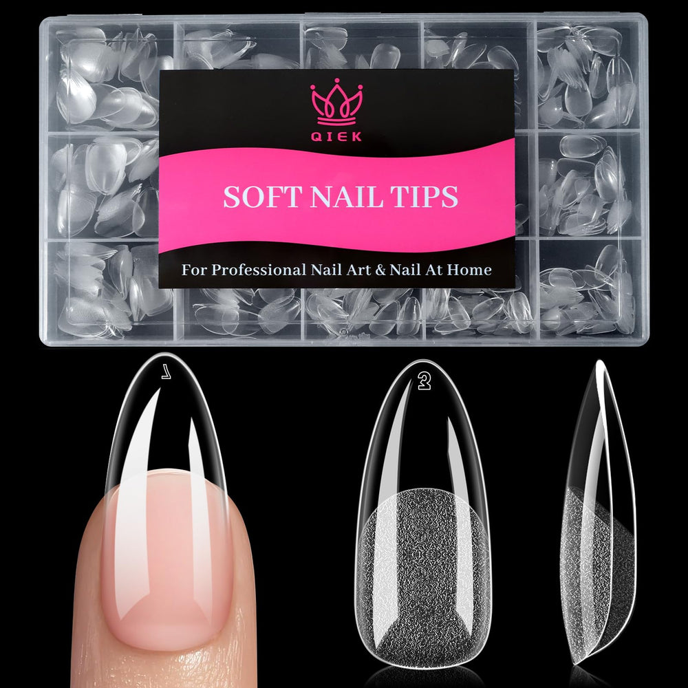 QIEK Medium Almond Nail Tips 240pcs for easy DIY manicures.