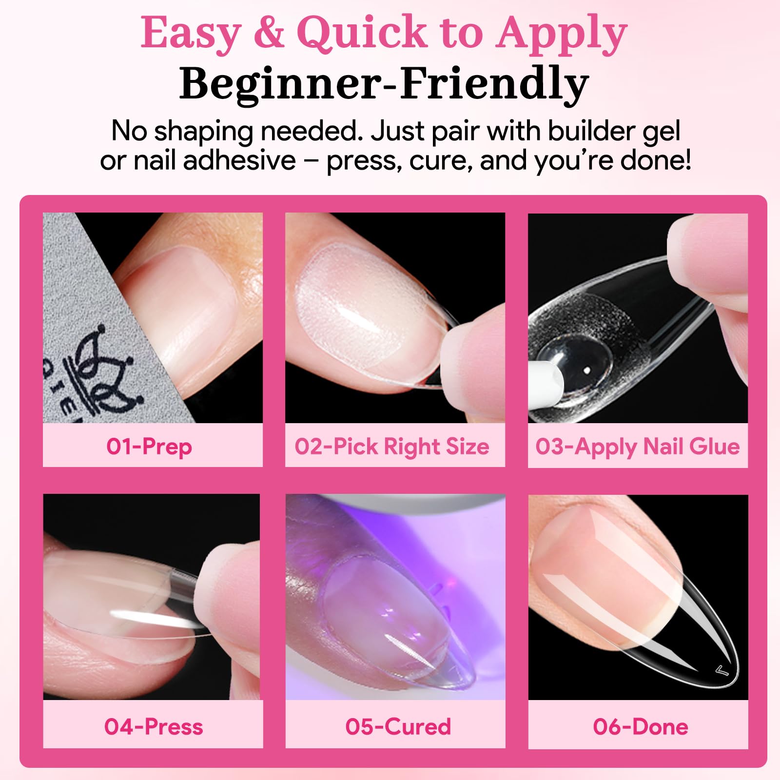 QIEK Nail tips withstand daily chores while preserving natural nails.
