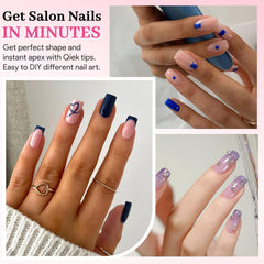 QIEK Short Square Fake Nail Tips with 15 sizes ensures precise fit for beginners
